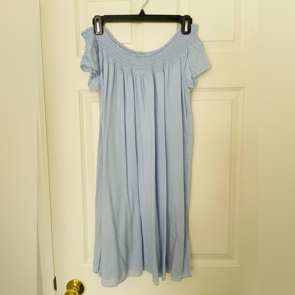 Aritzia Talula Horatio Off the Shoulder icy blue Dress - Picture 7 of 7